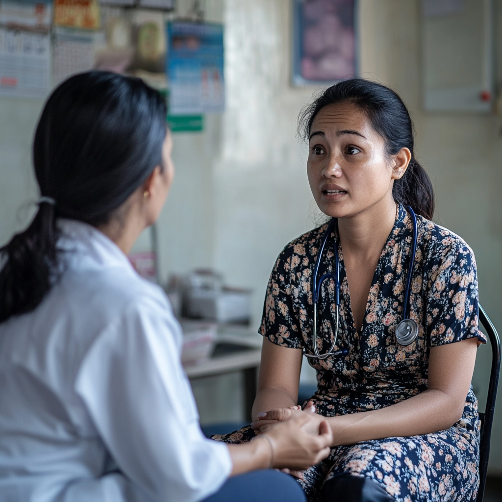 a patient talking to a doctor